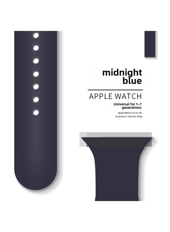 For Applewatch8 Apple S9 Silicone Strap Monochrome Iwatch Same Single Stud Snap Sport Wristband - Image 1