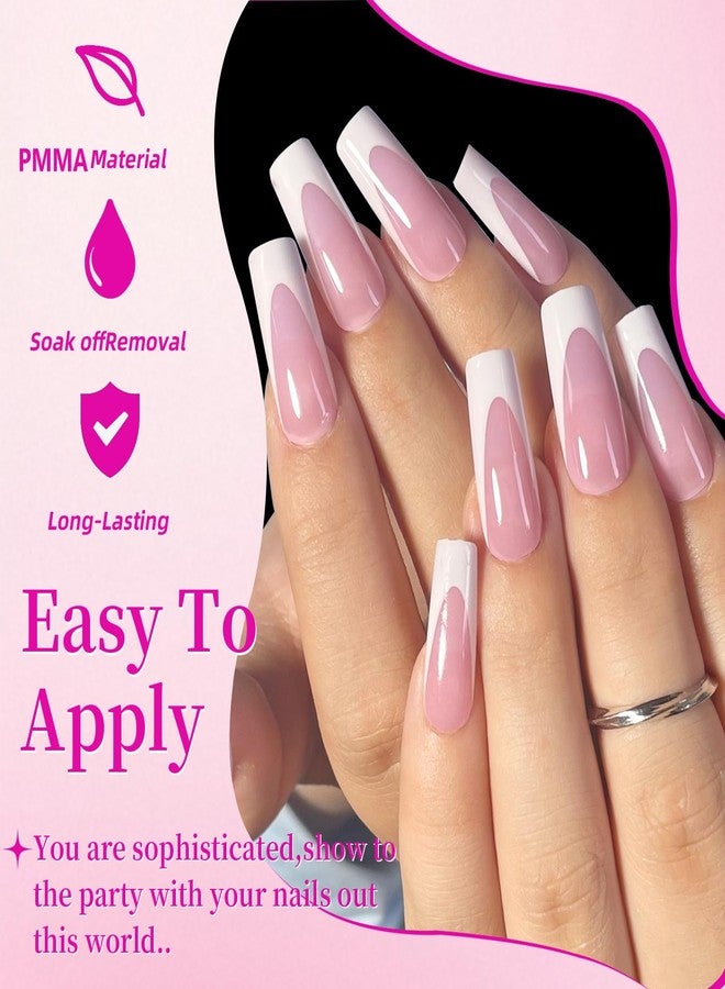 HWHUNO 4 Design French Toe Nail Tips Set,White Pink Black Press on Nails - Image 3
