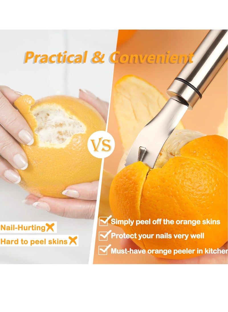 Excefore Stainless Steel Orange Peeler, Long Handle Orange Citrus Peeler Tool, Triangular-Blade & Zigzag-Shovel Orange Peeler Gadget, Easy to Peel, for Kitchen Gadgets - Image 4