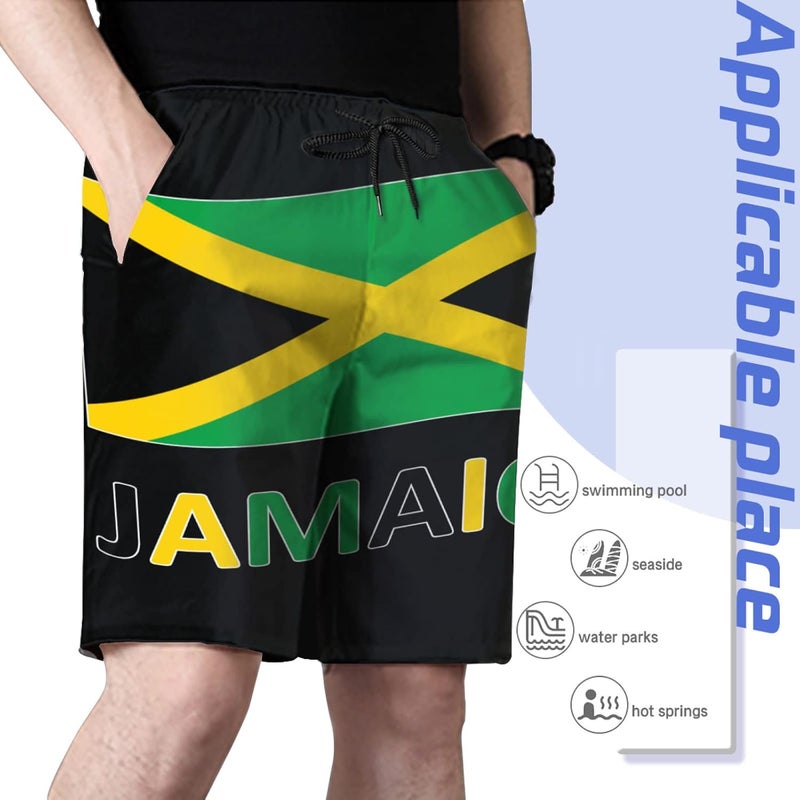 CUTEDWARF Men's Board Shorts Jamaican Flag Swim Trunks Summer Beach Shorts - Image 3