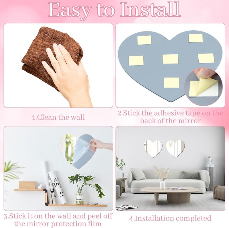 NEILL® Acrylic Heart Shape Mirror Size 12" x 11.3" Inch, Pack of 1 pc, Thickness - 2mm with Adhesive - Image 5