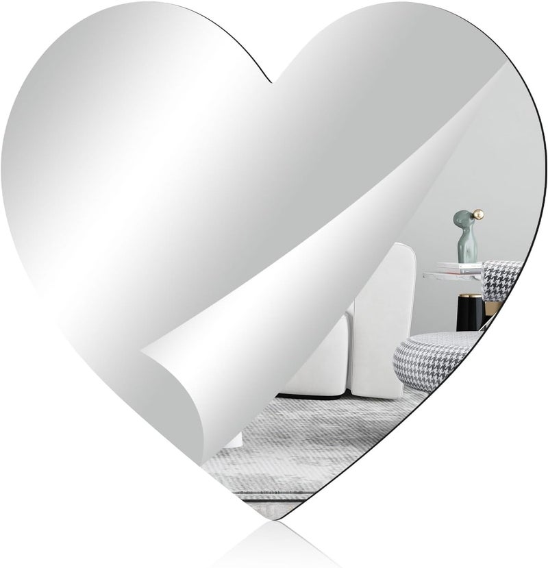 NEILL® Acrylic Heart Shape Mirror Size 12" x 11.3" Inch, Pack of 1 pc, Thickness - 2mm with Adhesive - Image 2
