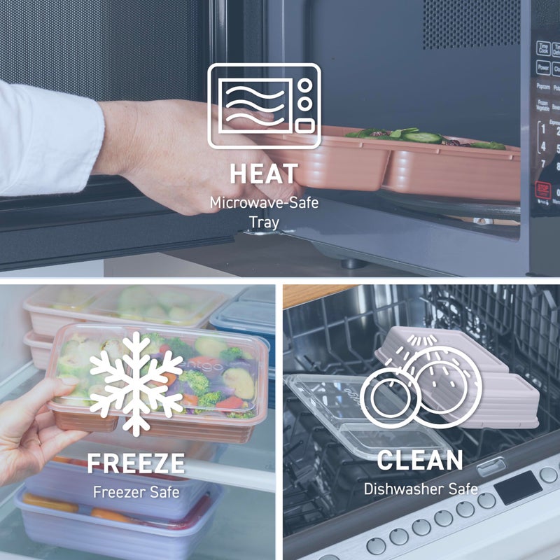 بنتجو Bentgo 20 قطعة خفيفة الوزن متينة قابلة لإعادة الاستخدام BPA خالية من الحاويات 2-مكونات-ميكروويف غسالة الصحون آمنة-Periwinkle - Image 5