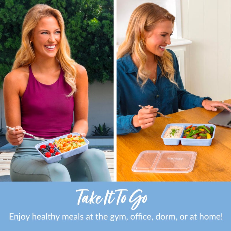 بنتجو Bentgo 20 قطعة خفيفة الوزن متينة قابلة لإعادة الاستخدام BPA خالية من الحاويات 2-مكونات-ميكروويف غسالة الصحون آمنة-Periwinkle - Image 3