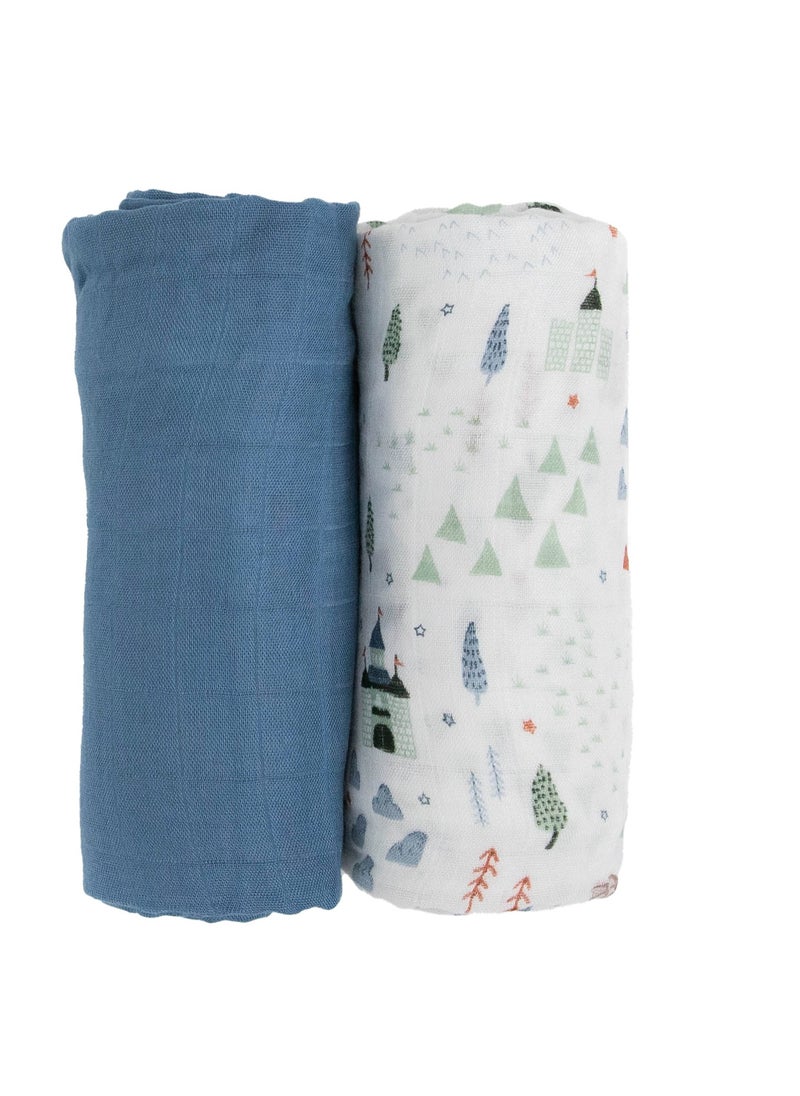 little unicorn Deluxe Muslin Swaddle 2 Pack Set Dragon Days Set  - Image 2