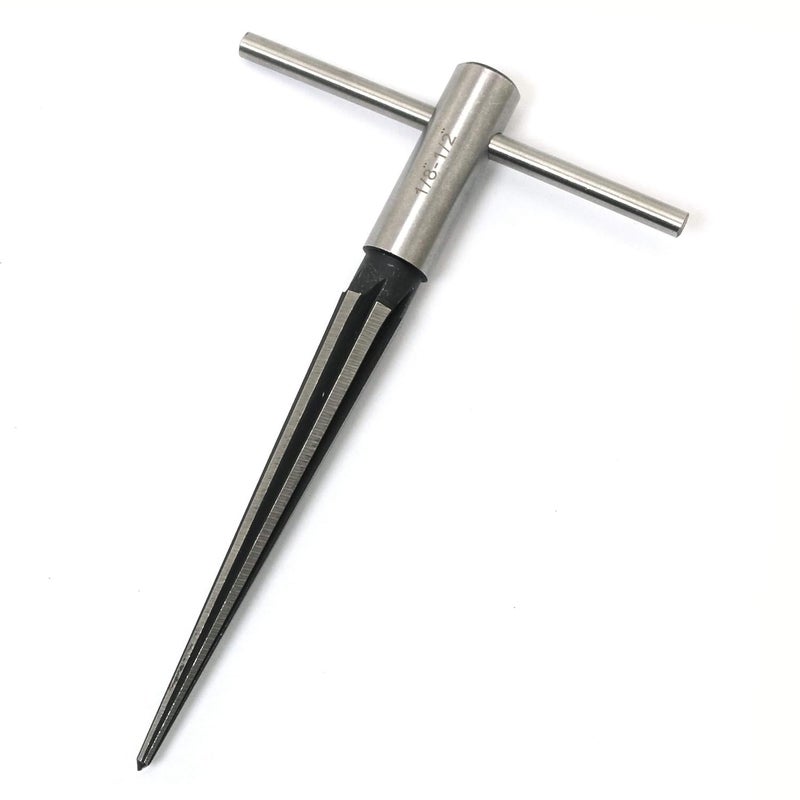 RLECS 1/8-1/2 (3-13mm) T Handle Tapered Reamer Tool, 6 Fluted Bridge Pin Hole Reamer Tapered Woodworker Cutting Tool - Image 1