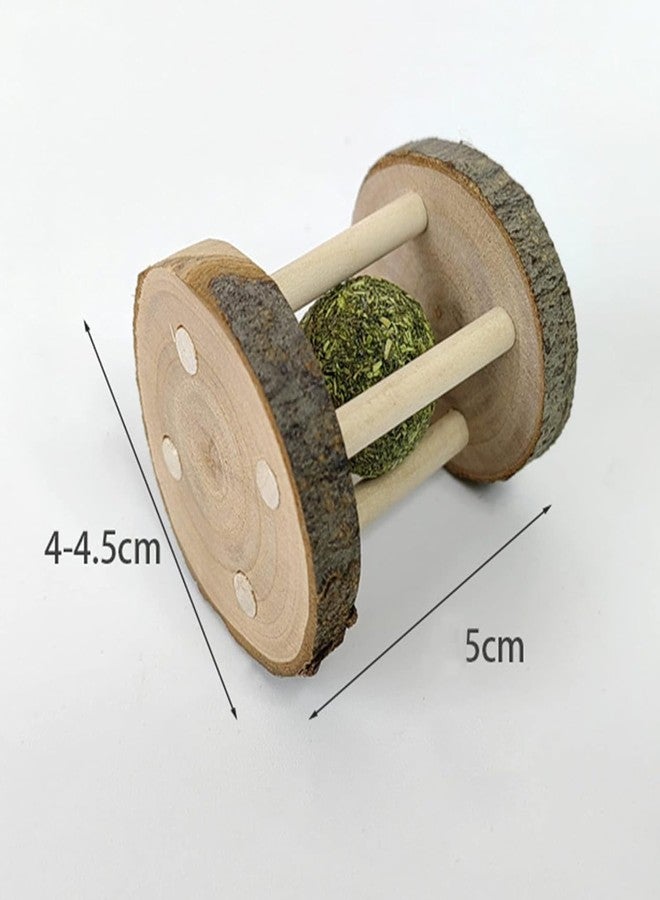 Czhotg 2Pcs Hamster Rabbit Chew Toy Natural Wooden Play Toy, Wood Teeth Grinding Toy with Bell for Parrot, Rabbit, Chinchilla, Guinea Pig, Hamster Small Animals Toys for Pet Supplies - Image 2
