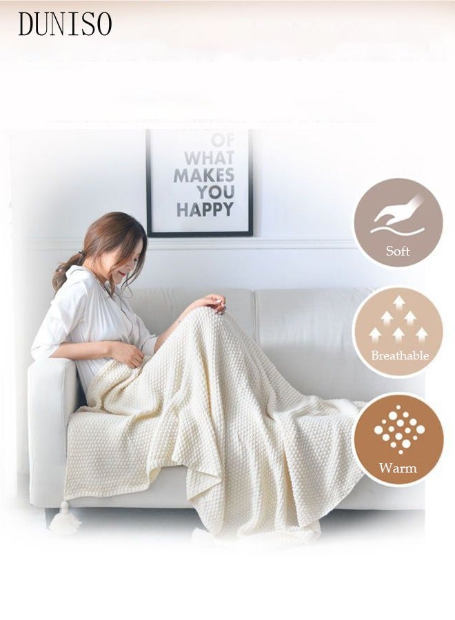 DUNISO بطانيات محبوكة، بطانيات الأرائك، بطانيات القيلولة، بطانيات منسوجة بتعليق مناسبة للأرائك، المكاتب، الأسرة، وغرف المعيشة، مناسبة لجميع الفصول، مناسبة للرجال، النساء، والأطفال 130 * 170 سم - Image 4