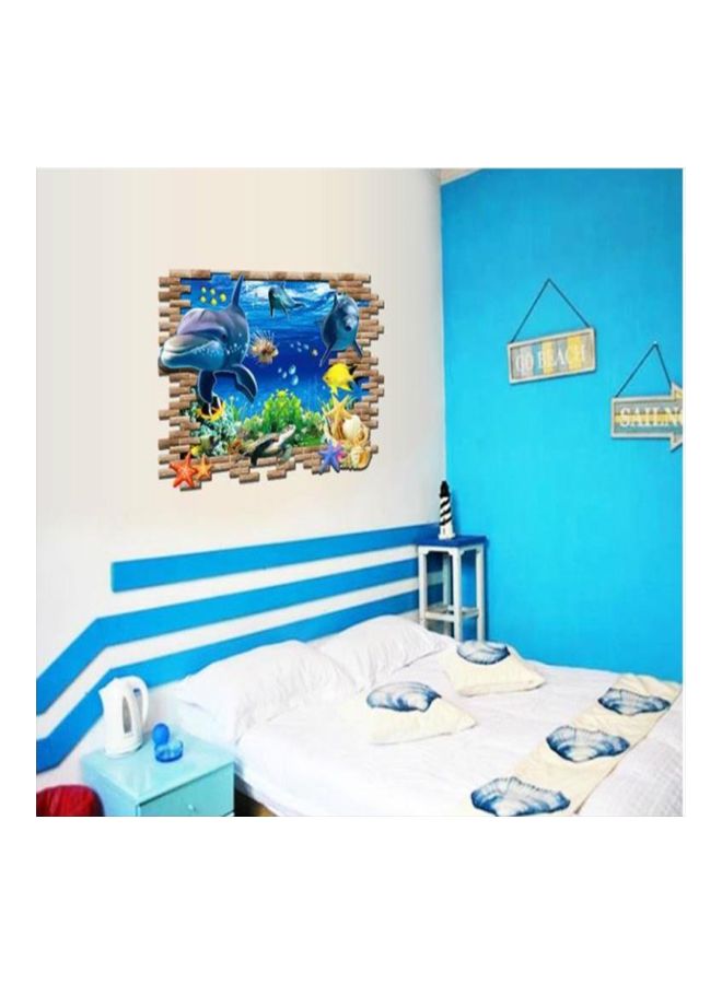 NIBEMINENT 3D Ocean Wall Sticker Blue/Brown/Yellow 60x90cm  - Image 2