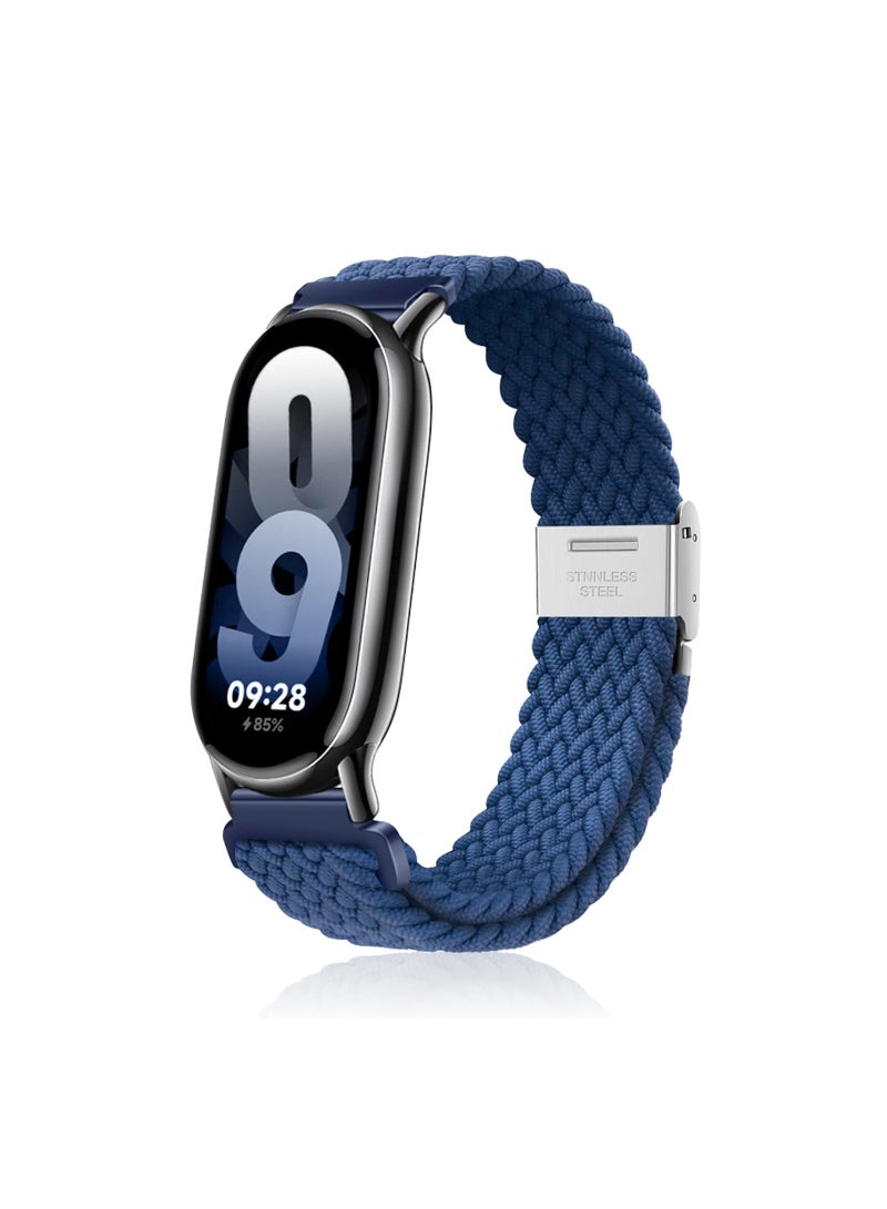 KASTWAVE Braided Nylon Strap Compatible with Xiaomi Smart Band 8, Breathable Stretchable Elastic Sport Fashion Strap Replacement Band for Women Men Children, Blue - Image 1