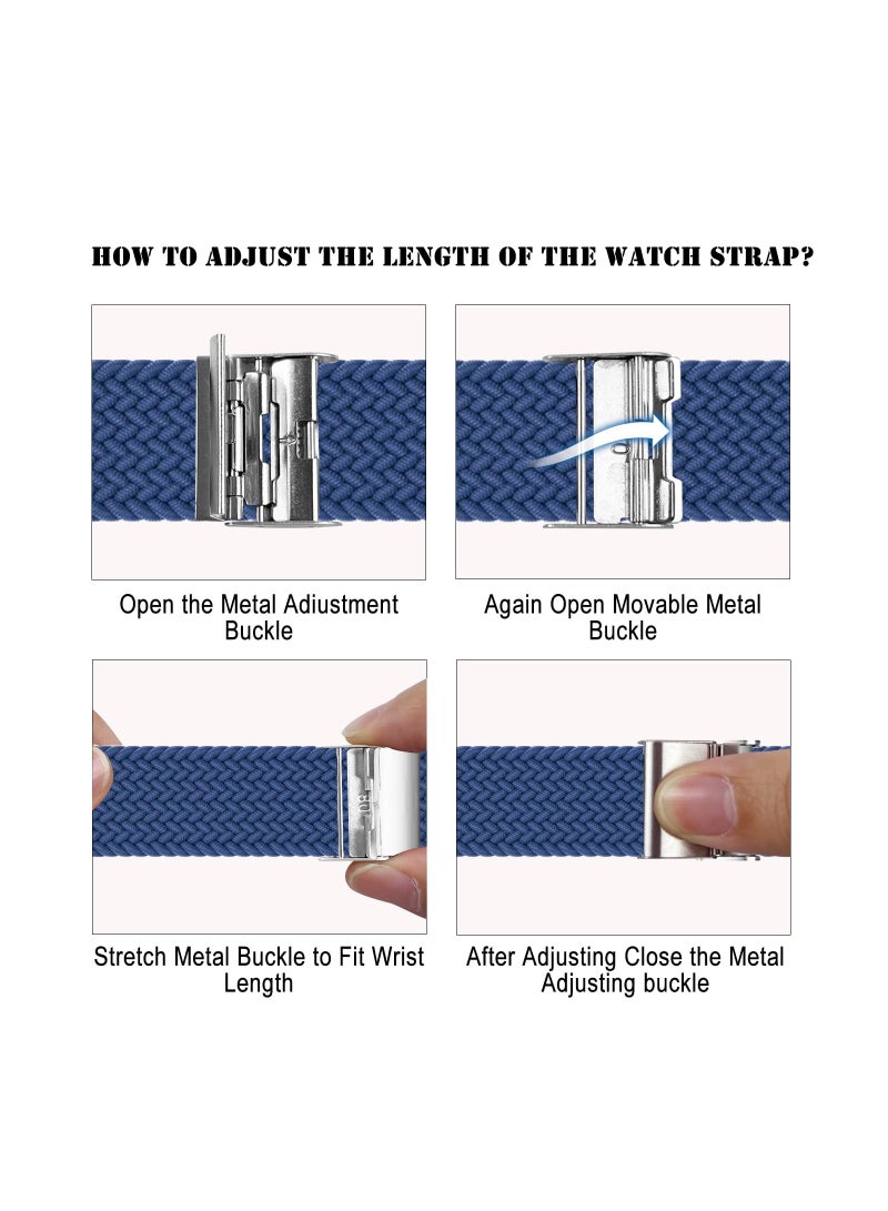 KASTWAVE Braided Nylon Strap Compatible with Xiaomi Smart Band 8, Breathable Stretchable Elastic Sport Fashion Strap Replacement Band for Women Men Children, Blue - Image 4