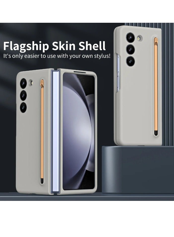 AROAQ Z Fold 4 Protection Case, Lightweight Ultra Thin Silky Liquid PC Bumper Phone Cover, Comfortable Grip Durable Mobile Case With Stylus For Z Fold 4, (1pc, Grey) - Image 3