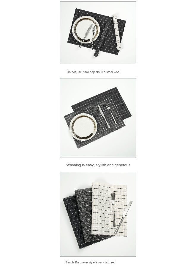 NIBEMINENT 2pcs Black And White Striped Placemat Hotel Restaurant Pvc Placemat  - Image 3