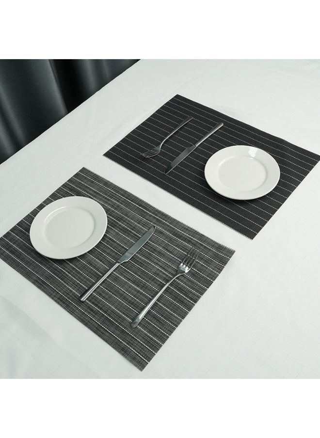NIBEMINENT 2pcs Black And White Striped Placemat Hotel Restaurant Pvc Placemat  - Image 2