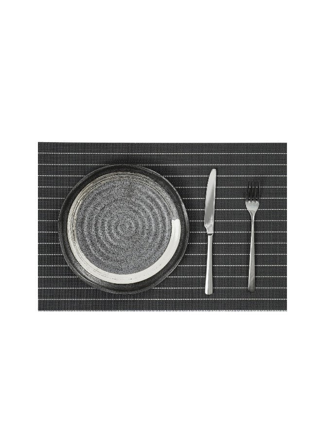 NIBEMINENT 2pcs Black And White Striped Placemat Hotel Restaurant Pvc Placemat  - Image 1