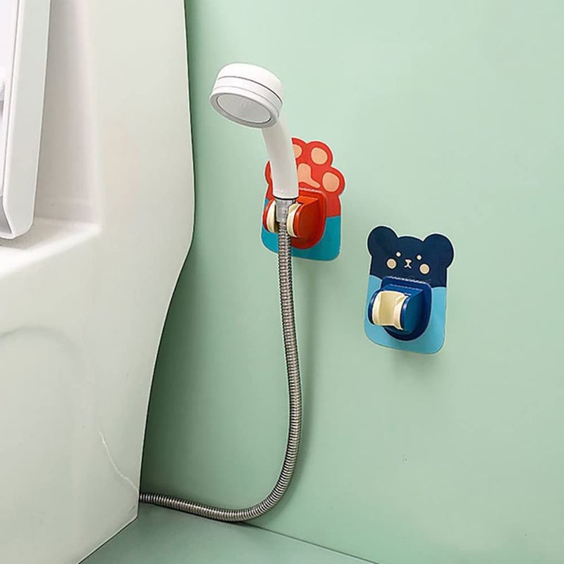 FS COOL Cute Cartoon Bathroom Shower Head Holder PunchFree Shower Bracket Base Wall Mounted Self Adhesive Fixed Direction Adjustable Bathroom Accessories Multifunctional 6 Piece - Image 4