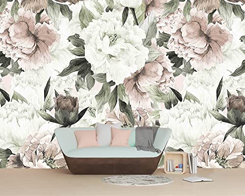 Reyhui Roses and Banana Leaves Wall Mural Wallpaper for Bedroom and Living Room(Not Self-Adhesive) - Image 5