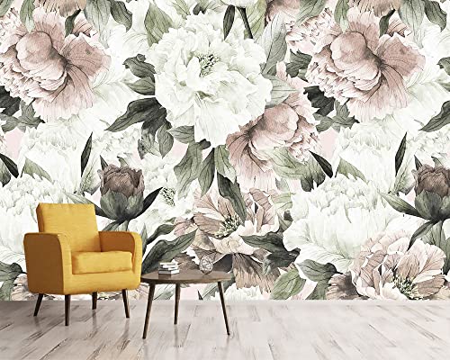 Reyhui Roses and Banana Leaves Wall Mural Wallpaper for Bedroom and Living Room(Not Self-Adhesive) - Image 3