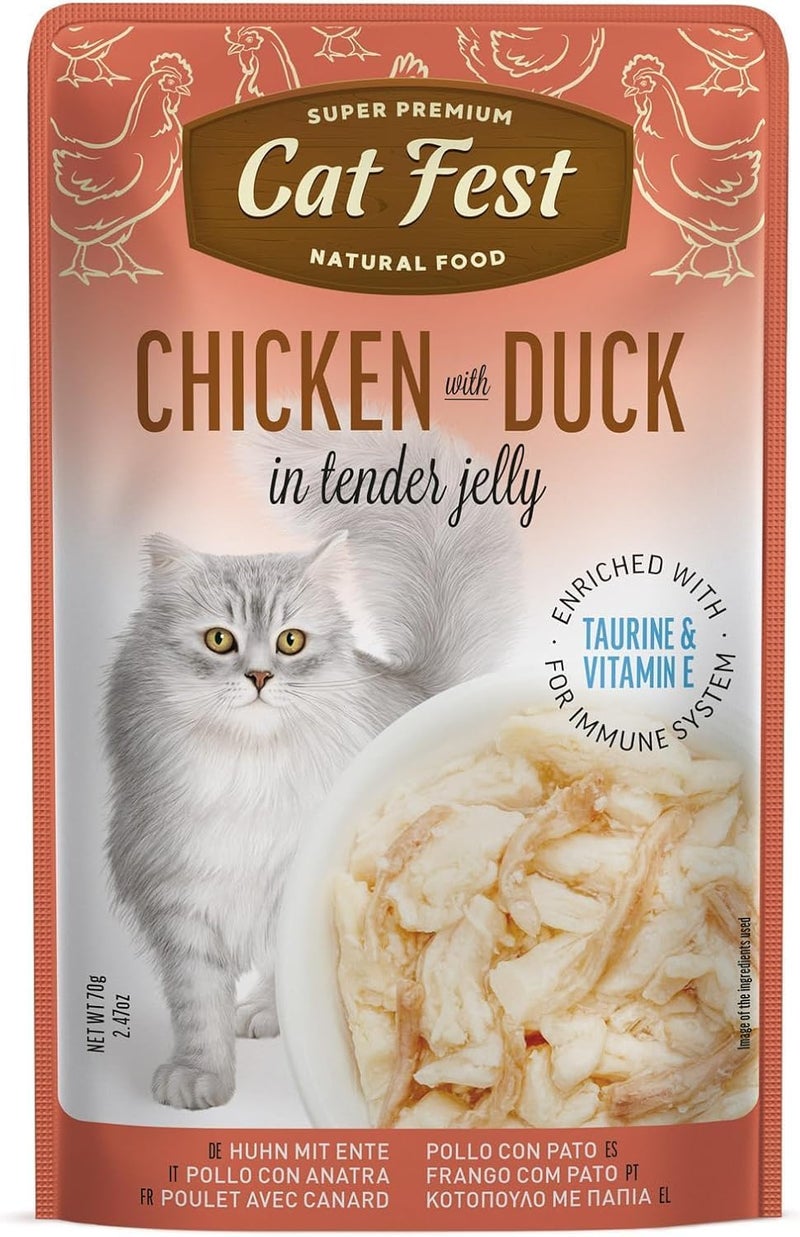 Cat Fest Supreme Natural Cat Food – Chicken with Duck in Tender Jelly – Enriched with Taurine & Vitamin E – Premium Wet Food for Adult Cats – 70g - Image 1