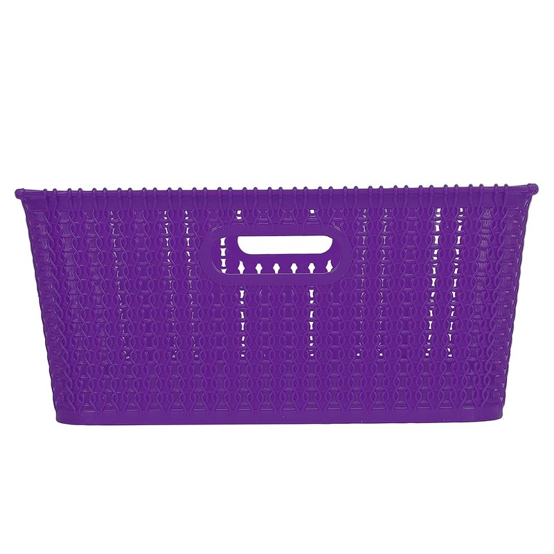 Cutting EDGE Plastic Multipurpose Sturdy Storage Baskets for Cosmetics Office Fruit Vegetable Bathroom Stationary Home Basket with Handle Purple Set of 3 Medium - Image 5