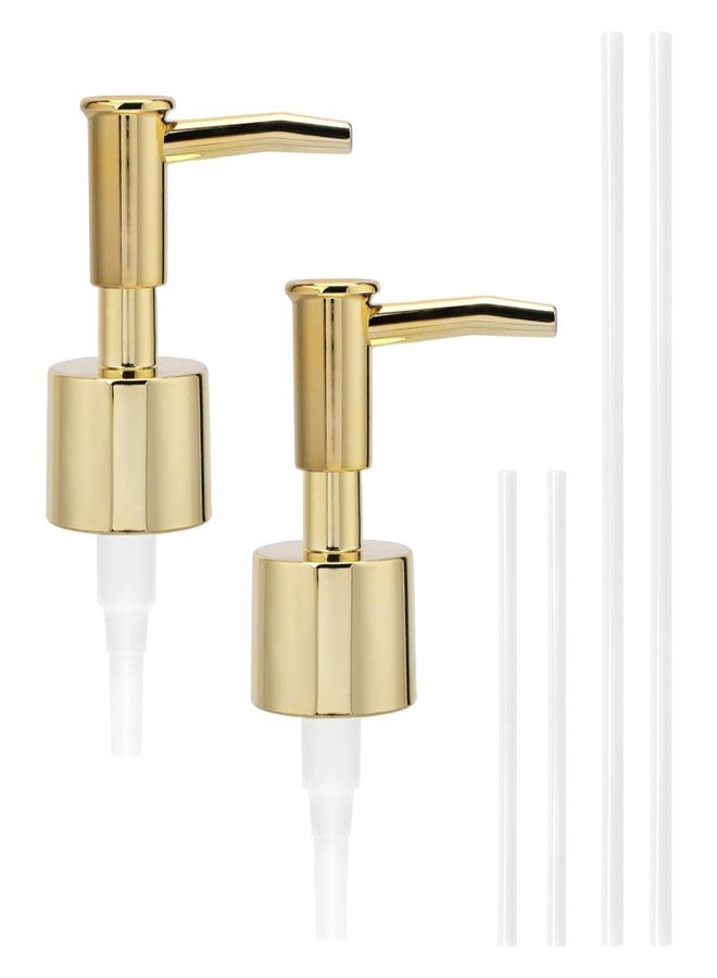 Gallipower 2 Pack Soap Dispenser Pump Replacement,Reusable Pump Head Replacement for Lotion Soap Dispenser Bottle,Lotion Bottle Pump Replacement(Gold) - Image 1
