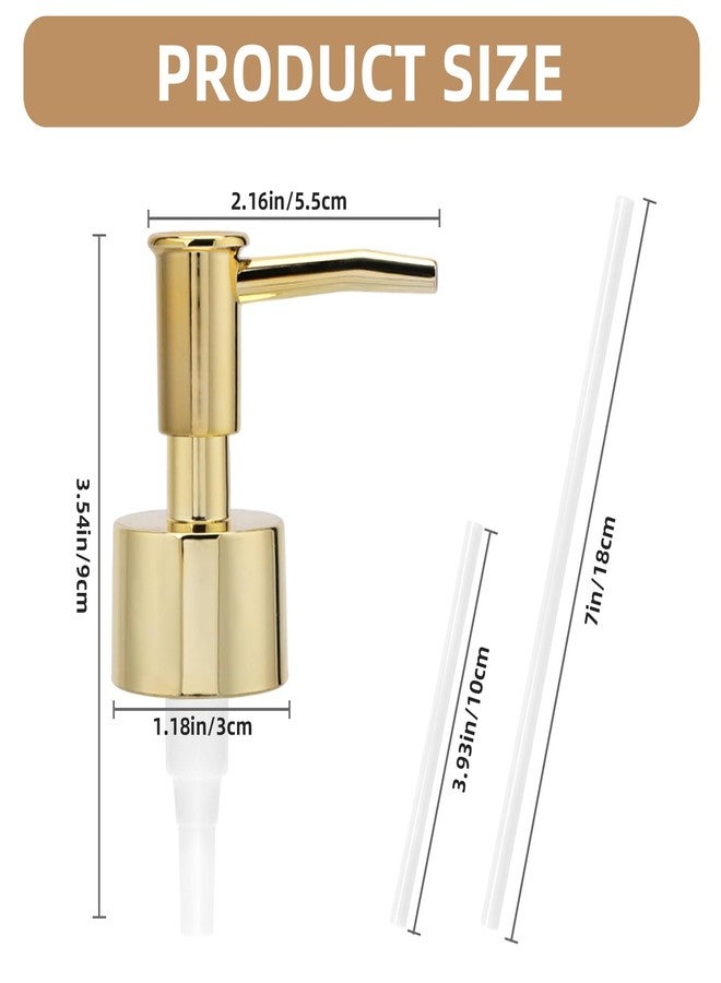 Gallipower 2 Pack Soap Dispenser Pump Replacement,Reusable Pump Head Replacement for Lotion Soap Dispenser Bottle,Lotion Bottle Pump Replacement(Gold) - Image 2