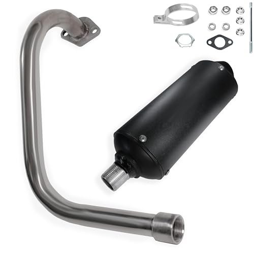JMCHstore Performance Long Exhuast Pipe Muffler for Coleman BT200X CT200U EX KT196 196 Mini Bike Go Kart Predator 212 224 Honda GX160 Clone Engine Baja Warrior MB200 Parts (Black) - Image 1