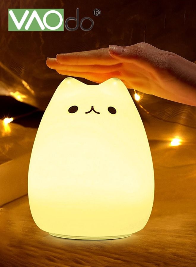 VAOdo لطيف كيتي ليلة الخفيفة الهدايا للنساء في سن المراهقة الفتيات الطفل أضواء الليل لغرفة نوم الأطفال لطيف كيتي سيليكون أضواء الليل للأطفال طفل متعدد الألوان الخفيفة - Image 1