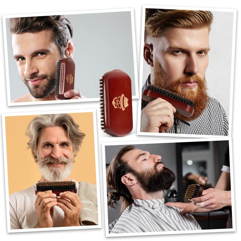 Sosoon Beard Brush, 100% Boar Bristle Natural Black Walnut Wood Beard Comb Hair Mustache Shaving Brush Facial Hair Brush - Image 4
