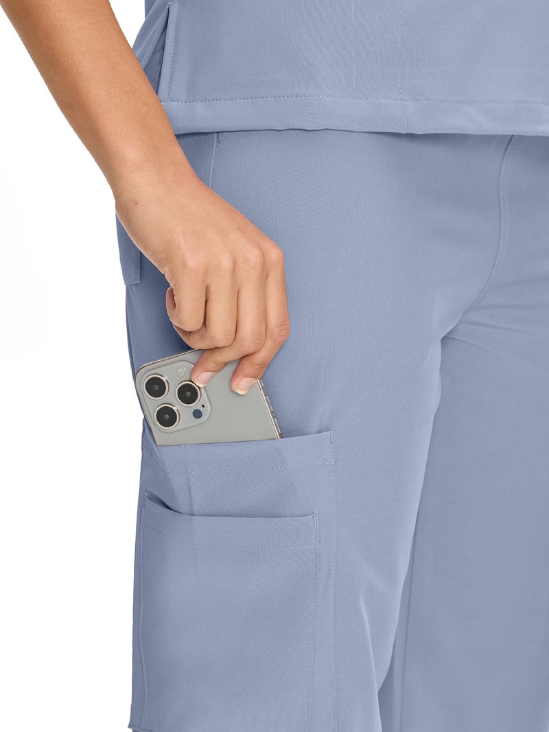 COZYFIT Scrubs for Women Set Medical Uniform - V-Neck Top & Straight Leg Pants with 9 Pockets, Unisex Workwear COZY SCRUBS, Rock Grey, XS - Image 5