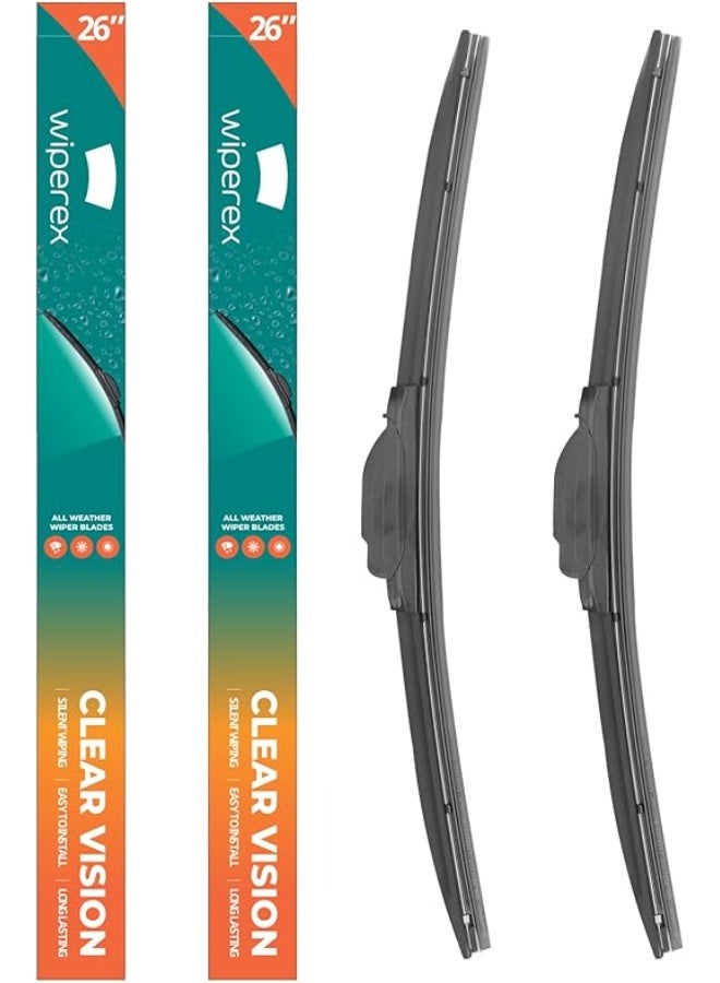 ويبيركس WiperEX 26" + 26" Wiper Blades – Silent, Streak-Free, Anti-Lift, Durable Natural Rubber Pair (Pack of 2) - Image 1