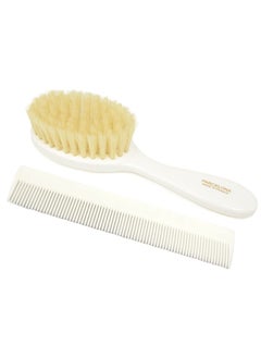 Parcelona Parcelona French Grooming Combo White 6 Celluloid Soft Natural Silk Bristles Baby Brush and Comb for Girls and Toddlers Styling Girls Hair Accessories White 