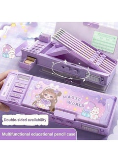 WireScorts WireScorts® Multifunctional Magic World Password Lock Double Sided Compass Box for Girls, Pencil Box for Kids, Aesthetic Stationary Items, Girl Theme Pencil Case Return Gifts for Kids  - Image 3