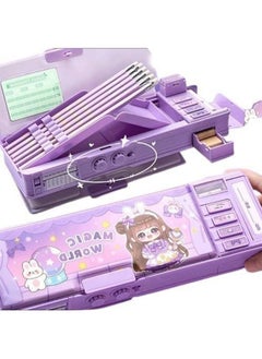 WireScorts WireScorts® Multifunctional Magic World Password Lock Double Sided Compass Box for Girls, Pencil Box for Kids, Aesthetic Stationary Items, Girl Theme Pencil Case Return Gifts for Kids  - Image 4