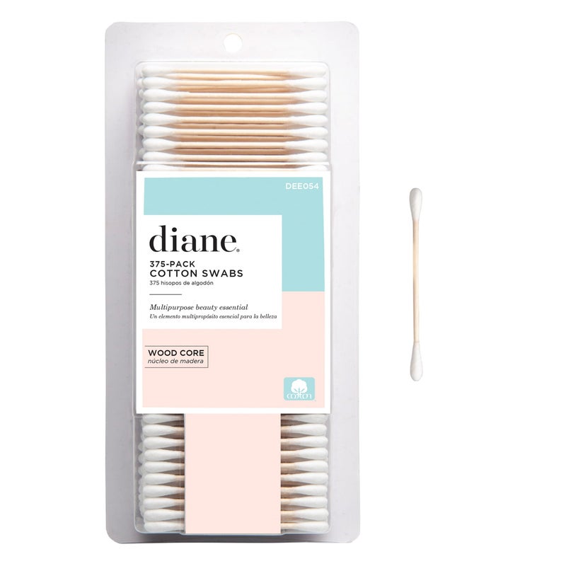 Diane Wooden Cotton Swabs Soft and Gentle for Sensitive Skin Ideal for Makeup Nail Polish Touchups Manicures Pedicures Beauty Applications Personal Care and Craft Projects 375 Count