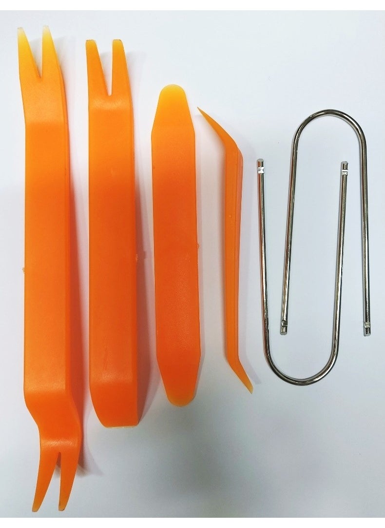Autoline 6 Piece Trim Tape Removal Set (Removal Tools are Hard ABS Material) Tape, Door, Upholstery Removal Set  - Image 1