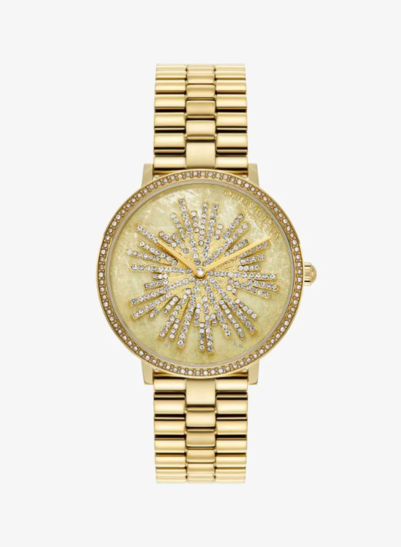Olivia Burton Women's Quartz Watch, White Dial, Gold Stainless Steel Strap