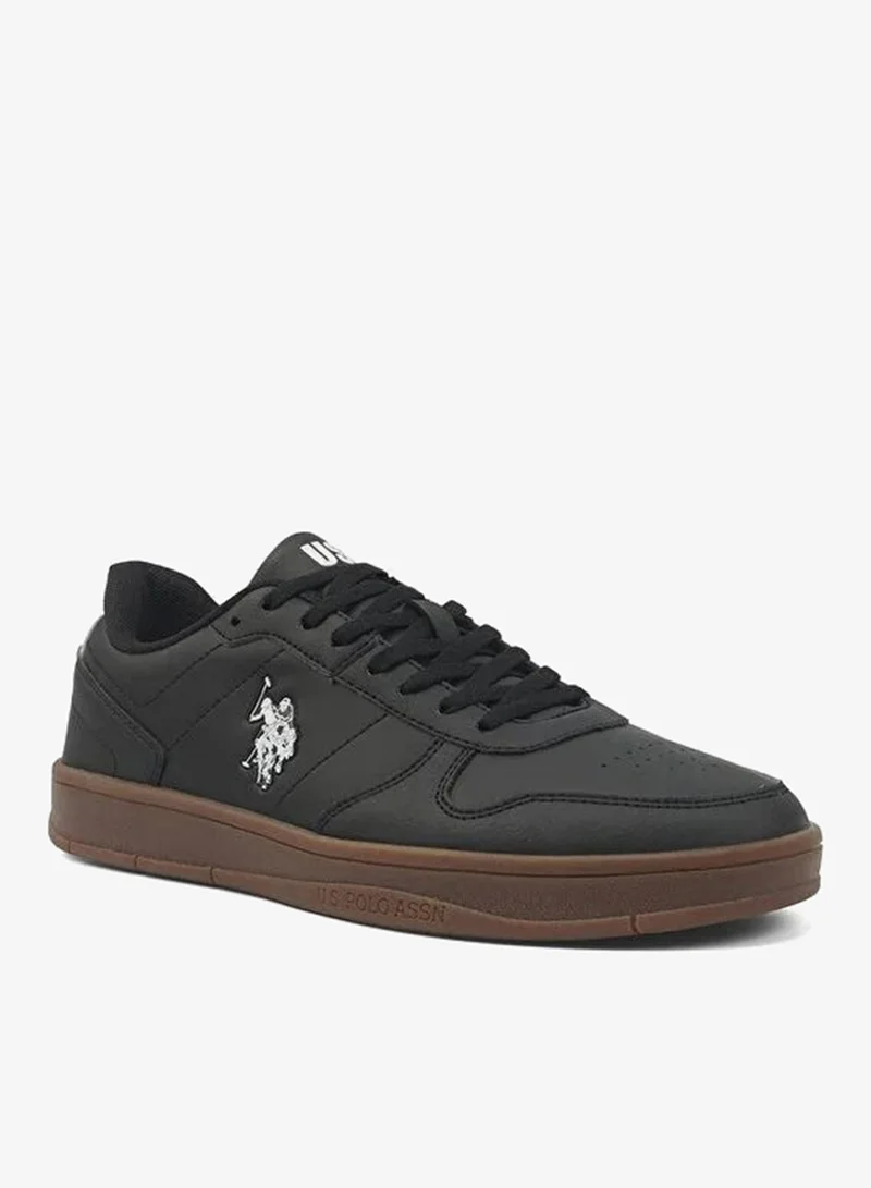U.S. Polo Assn. black USPA Men's Black Casual Sneakers – Premium Lace-Up Lifestyle Shoes | Comfortable Everyday Walking Sneakers | Lightweight Fashion Shoes for Men | Best Price UAE