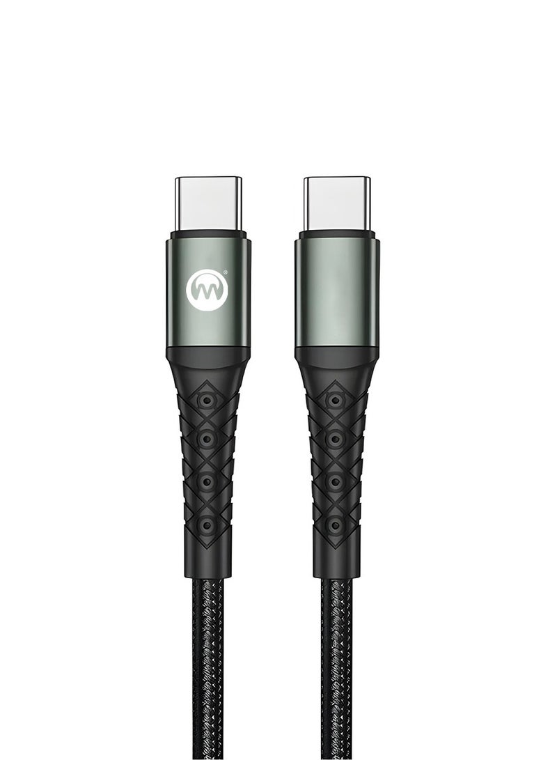W USB-C to USB-C Fast Charging Cable 60W, 1.2 Meter Nylon Braided Type-C PD Cable, Compatible with MacBook Pro, iPad Air, Samsung S21 Ultra – Durable, Tangle-Free, High-Speed Data Transfer - Image 1