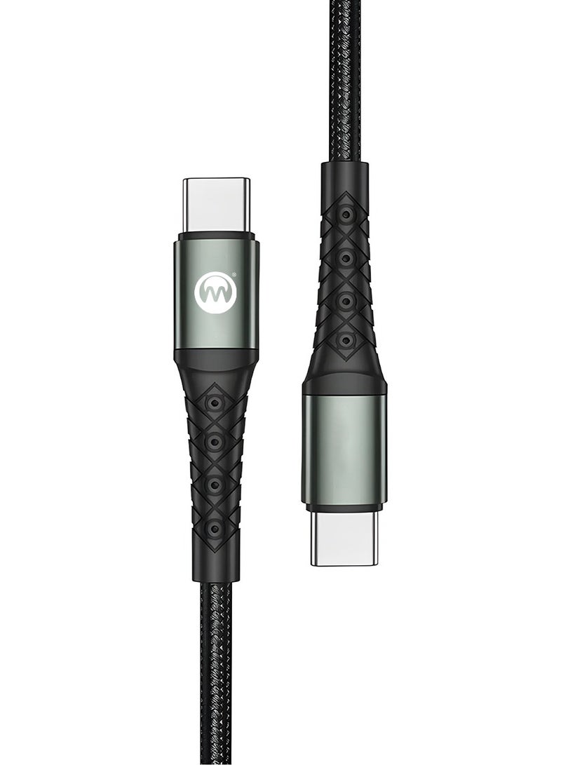 W USB-C to USB-C Fast Charging Cable 60W, 1.2 Meter Nylon Braided Type-C PD Cable, Compatible with MacBook Pro, iPad Air, Samsung S21 Ultra – Durable, Tangle-Free, High-Speed Data Transfer - Image 2