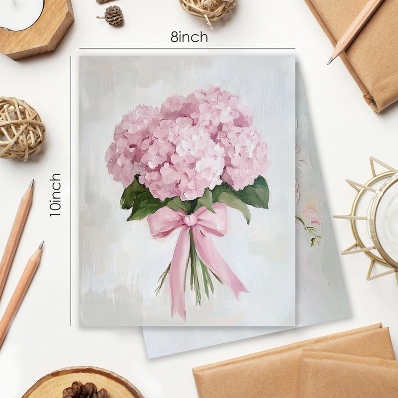 BESERH Abstract Pink Wall Decor, Girly Preppy Wall Art Prints, Pastel Coquette Bow Hydrangea Floral Heart Posters for Girls Bedroom Dorm Apartment, 8x10 Inches Set of 4 Unframed - Image 2