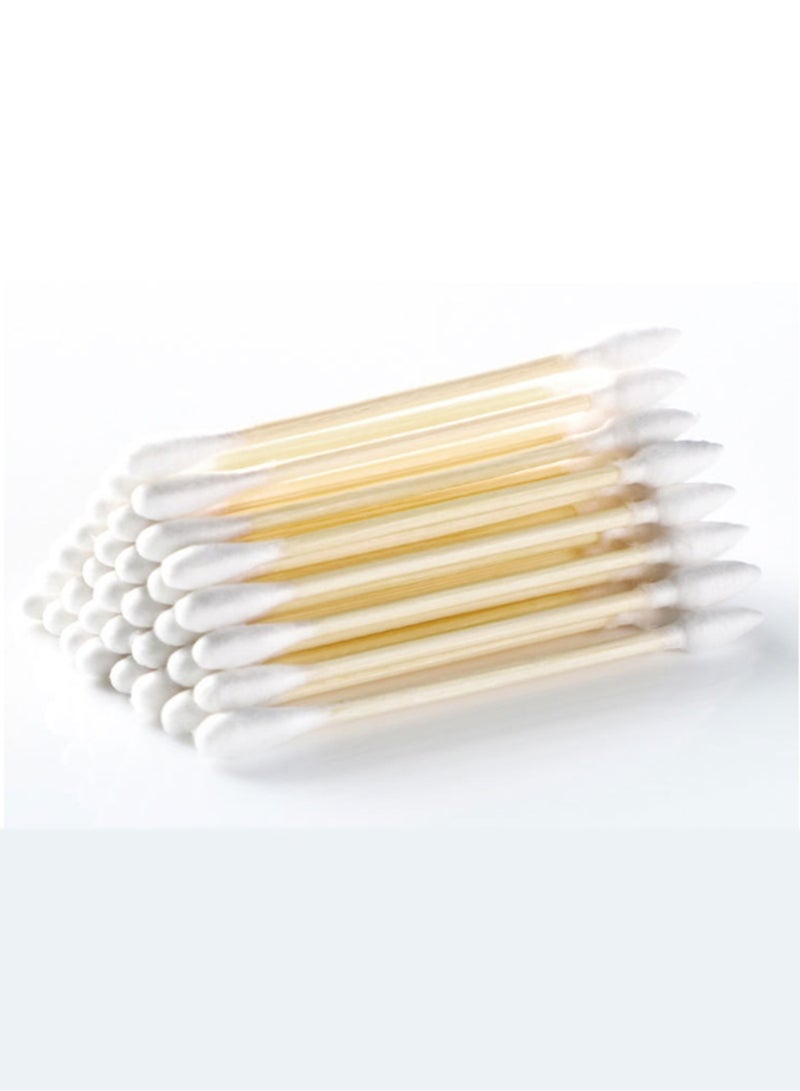أعواد قطنية عضوية من الخيزران، ٥٠٠ قطعة، رأس مدبب/دائري، أعواد قطنية خشبية قابلة للتحلل الحيوي للأذن، خالية من البلاستيك، أعواد قطنية مزدوجة للأذن للتنظيف، المكياج - Image 2