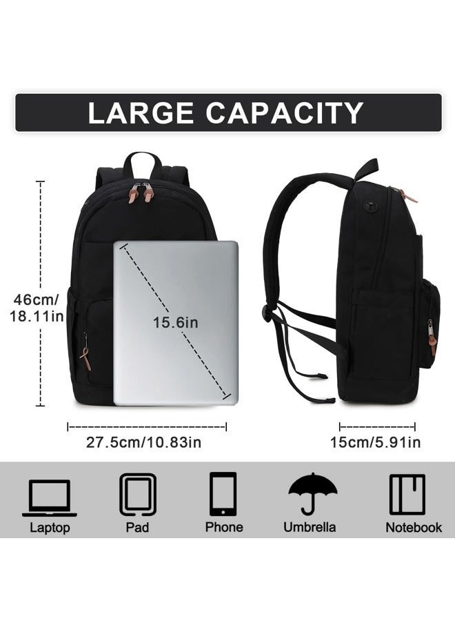 RAVUO School Backpack for Men Women, Water Resistant 15.6 inch Laptop Bag College Bookbag Casual Daypack Travel Rucksack, Black, Medium - Image 2