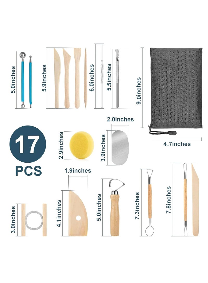 مجموعة أدوات الفخار, 17 PCS أدوات الطين البوليمر, نمذجة الطين أدوات النحت مجموعة, أدوات النقش الطين, أدوات السيراميك, تقطيع, نمط النقش, مقابض خشبية ناعمة - Image 3