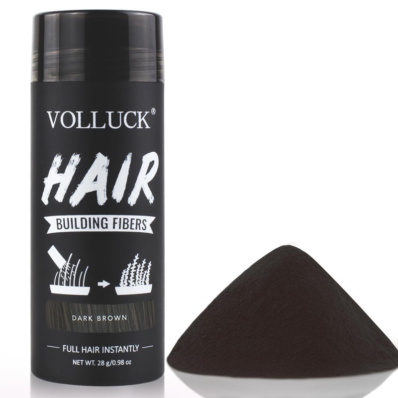 VOLLUCK Hair Fibers for Thinning Hair, Instant Coverage Hair Building Fibers for Women and men, Natural Hair Powder for Conceal Hair Loss 28 g (Dark Brown) - Image 1