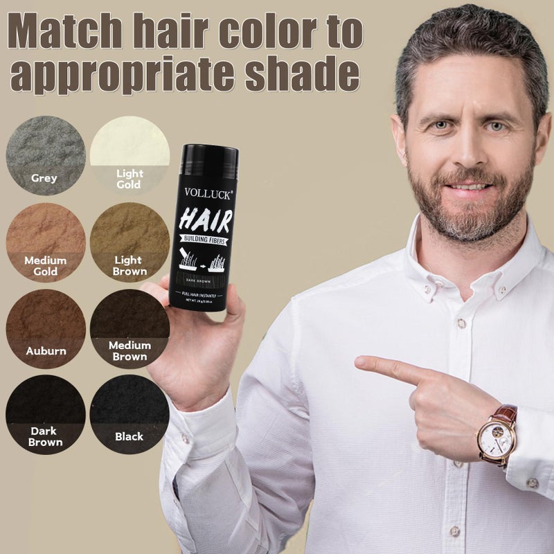 VOLLUCK Hair Fibers for Thinning Hair, Instant Coverage Hair Building Fibers for Women and men, Natural Hair Powder for Conceal Hair Loss 28 g (Dark Brown) - Image 4
