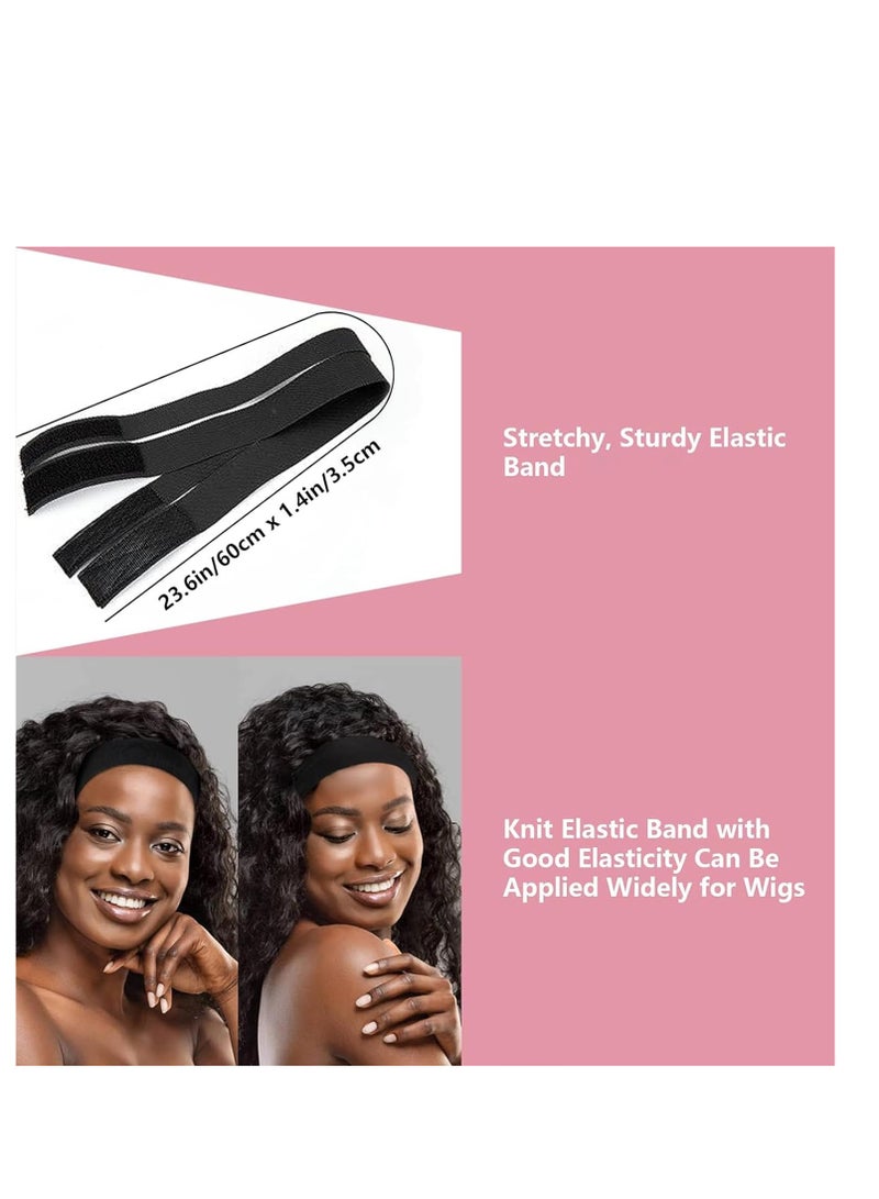 Goiple Adjustable Wig Bands for Lace Frontal and Install - Elastic Bands for Laying Edges and Wig Accessories (Black)