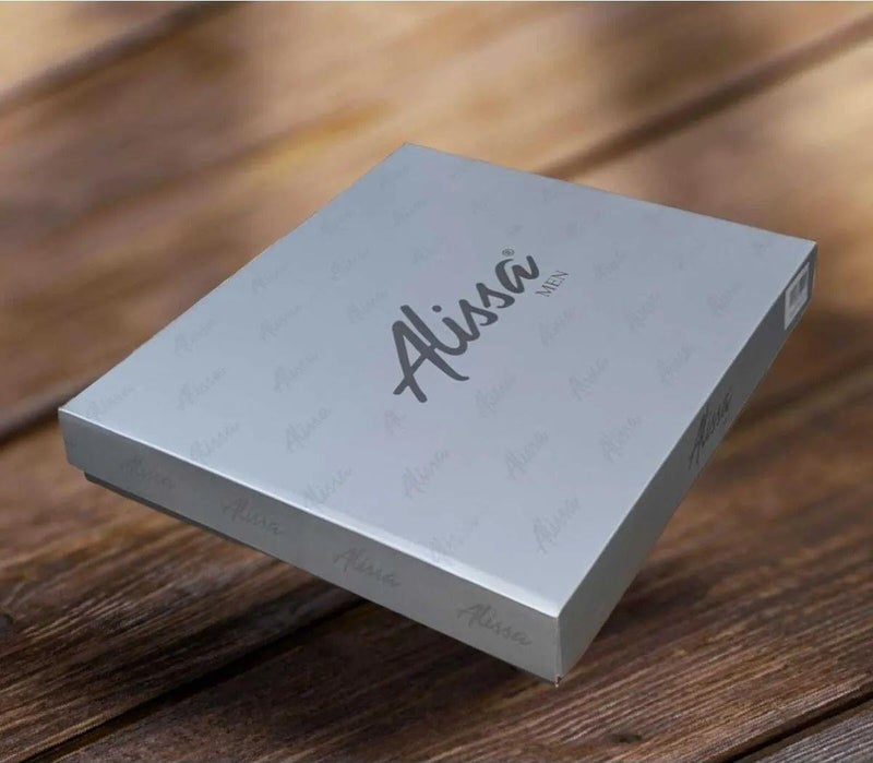 Alissa طقم مهر للرجال 3 (محفظة، حزام، قميص، رباط عنق) - أسود  - Image 2