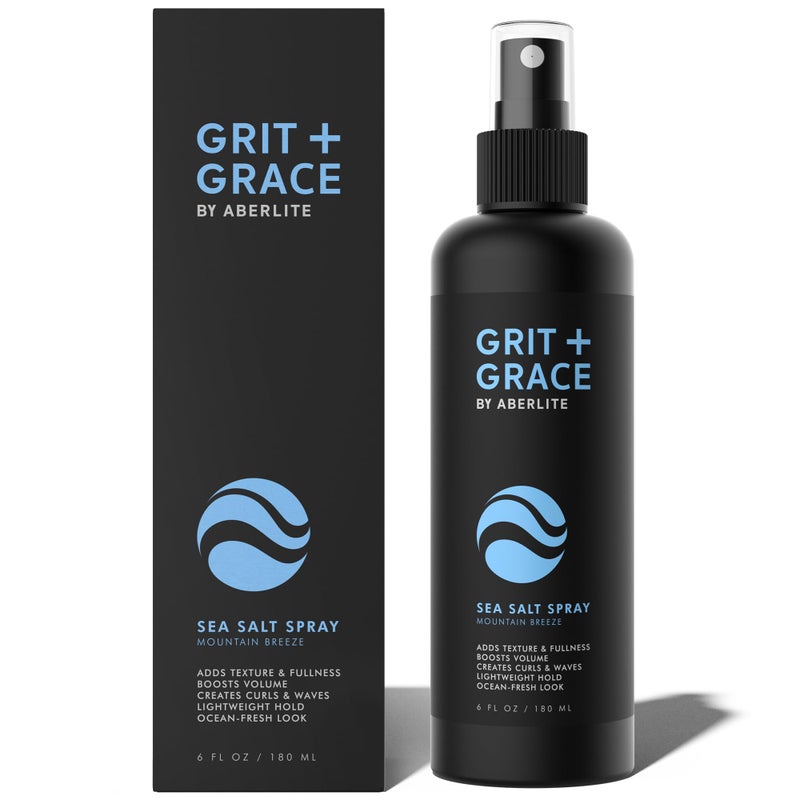 Aberlite Grit+Grace Sea Salt Spray for Men & Women Beach Look - Hair Texture Styling Product for Beach Waves - Curly & Wavy Hair Texture Spray (6 FL OZ) - Image 1