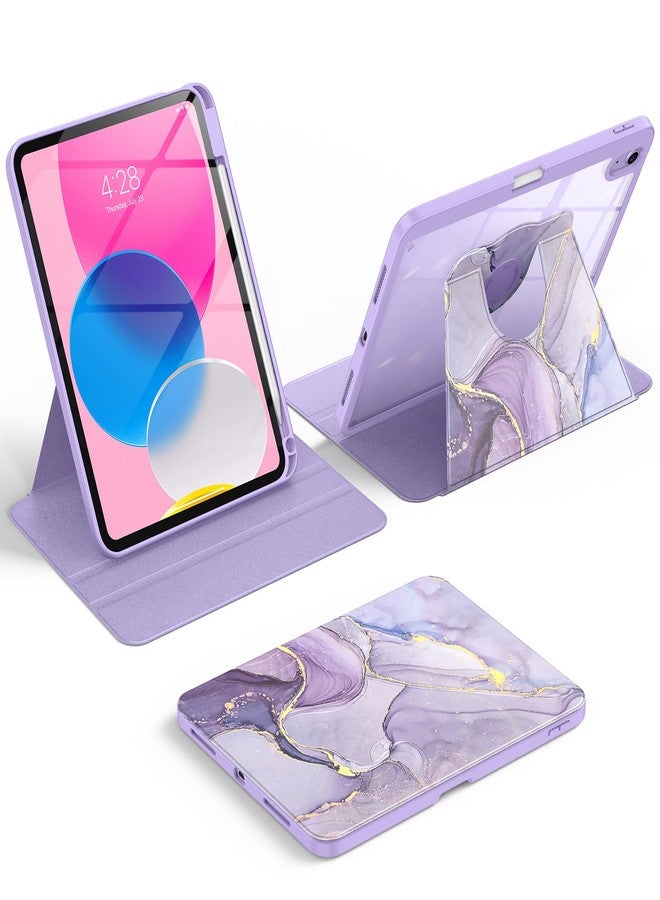 Soke Rotating Case for iPad (A16) 11th Generation 2025, iPad 10th Gen 2022 with Pencil Holder, [Shockproof + Auto Sleep/Wake] 360 Degree Rotation Clear Back for iPad 11"/10.9", Lilac Marble - Image 1